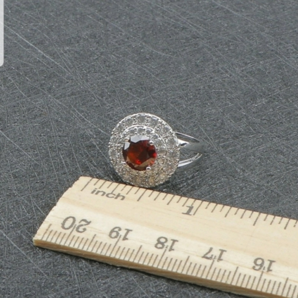 Sterling silver set with red simulated sapphire - Picture 6 of 6